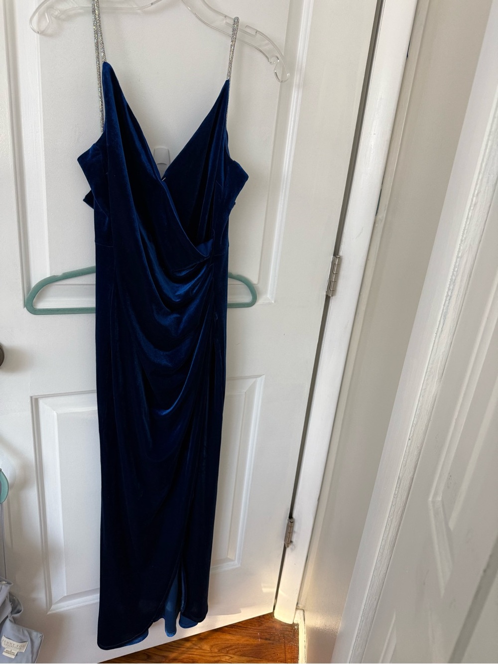 Windsor Deep Blue Velvet Maxi Dress with Sparkle Straps
